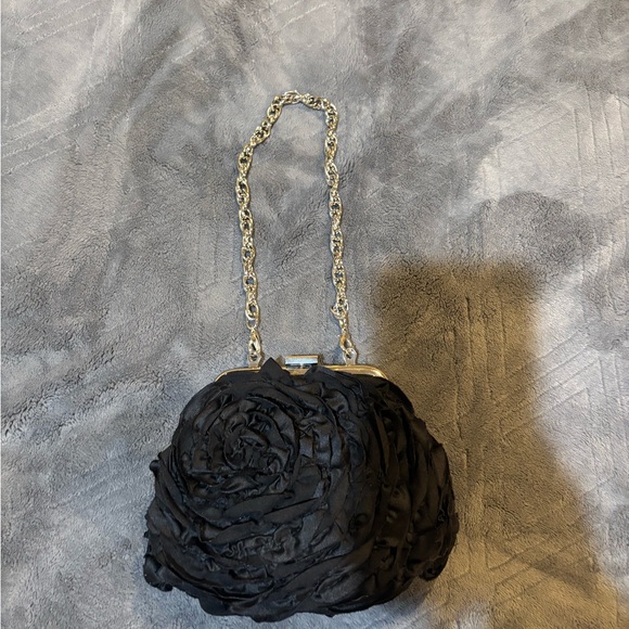 White House Black Market Black Rosette Clutch - Picture 3 of 5